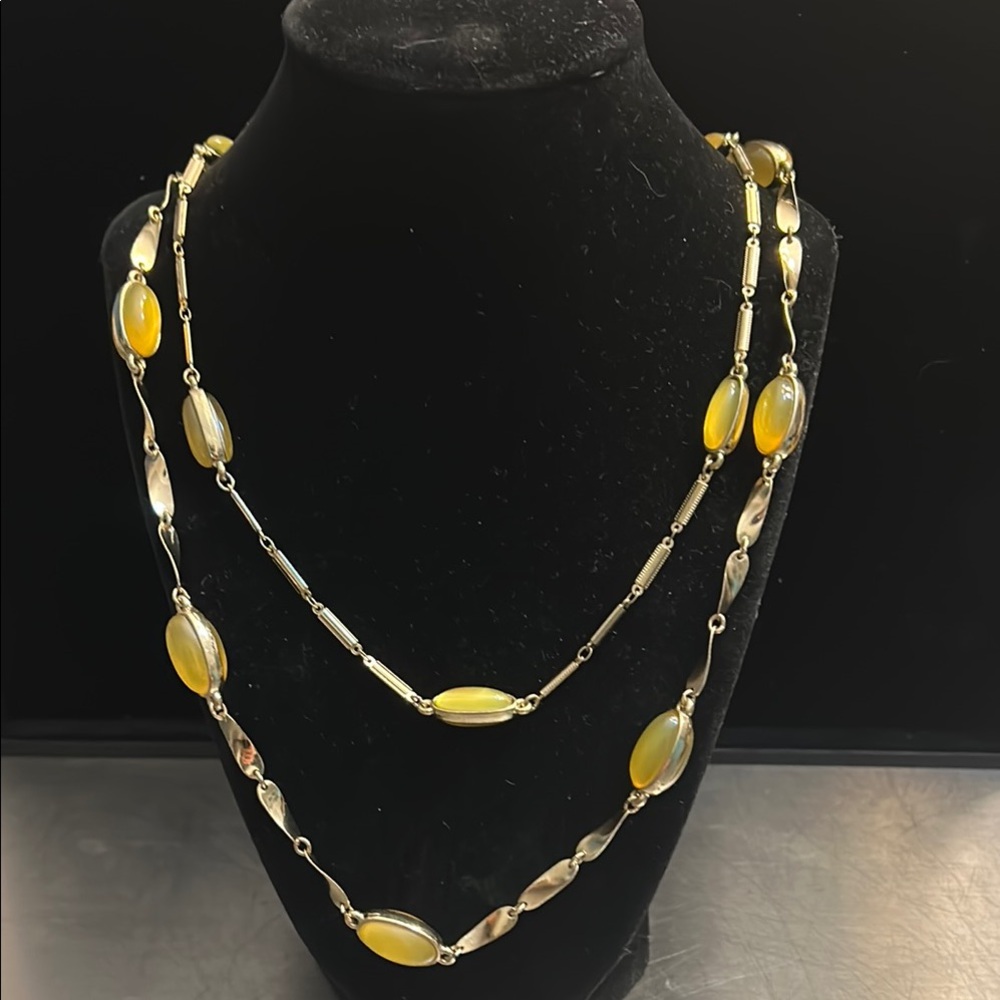 Coldwater Creek Gold and Yellow Necklace with Organic Design 28’